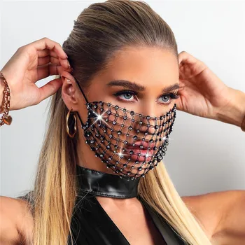 2020 Nové Luxusné Mystic Čierna Oka Závoj Drahokamu Šperky Maska pre Ženy Bling Crystal Dekorácie Maska Prom Party Tvár Šperky