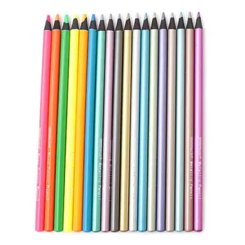 12Pcs Kovové Non-Jedovaté Farebné Ceruzky+6 Fluorescenčné Farebné Ceruzky pre Kreslenie Skice