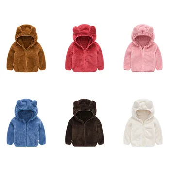 Roztomilé Dieťa ucho kabát na jeseň zimná fleece deti baby chlapci sveter s kapucňou, bunda baby kabát batoľa oblečenie outwear 6M-5Y