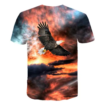 V LETE ROKU 2020 NOVÉ! Populárne 3D Krátky Rukáv Roztomilý Eagle Tlač Muži T-shirt Hip-hopFashion Populárne Priedušná T-shirt Nadrozmerná t-shirt