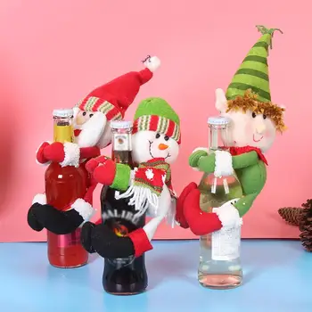 2 ks Fľaša-objímanie Bábiky Handričkou Elf Tvorivé Odolné Roztomilý Kreslený Fľaše, Obaly na Vianočný Večierok Večera Reštaurácia Dekor Víno