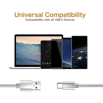 USB Typu C Kábel, (2-PACK 3 FT) USB C Nabíjací Kábel Nylon Pletená Rýchle Nabíjanie Sync Kábel pre Samsung Galaxy s rezacím zariadením S10 S9 S8 Plus,Poznámka
