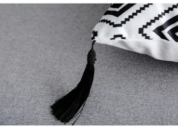 ZENGIA Boho Marocký Vankúš Geometrické Biela Čierna Strapce Vankúš Dekoračné obliečky na Vankúš Pom Pom Domova 45*45 cm