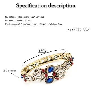 Sunspicems Vintage Tureckých Žien Drahokamu Náramok Putá Retro Náramok Zlatej Farby Klasické Zapojenie Šperky Darček Veľkoobchod 2020
