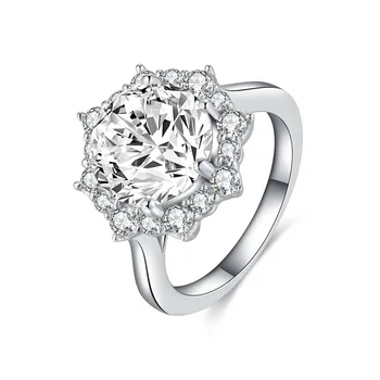 QYI Prstene Pre Ženy Kvet tvar 3 Carat Solitaire Snubné Prstene 925 Silver Okrúhly Rez Zirconia Zapojiť Prstene Zásnubné