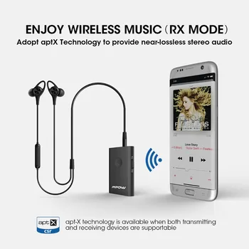 Mpow Vysielača 2-v-1 Bezdrôtový 3.5 mm Aux APTX Bezdrôtový Adaptér Bluetooth Prijímač Vysielač Pre TV/Home/PC/Auto/Slúchadlá