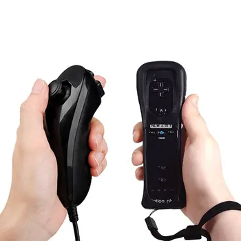 Bezdrôtový Gamepad Diaľkový ovládač vstavaný Motion Plus + Nunchuck 2 v 1 Pre Nintend Wii Controller Ovládač Silikónové puzdro