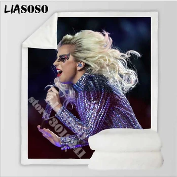 Lady Gaga Deka Zábavné Anime 3D Tlač Sexi Speváčka Teens Cestovné Fleece Deka Gauč Teplé Hodiť Plyšové Prikrývka Snehu Mäkké List B190-05