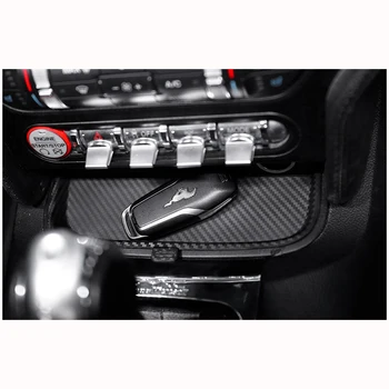 QHCP Non-Slip Opierke Interiér Pohár Mat Zmeniť Box Black vhodné Pre Ford Mustang 2016 2017 2018 2019 2020 Auto Vnútorné Príslušenstvo