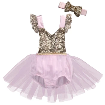 Sequin Šaty Baby Girl Fashion Tlač Roztomilý Letné tvaru bez Rukávov Tutu Šaty Princezná