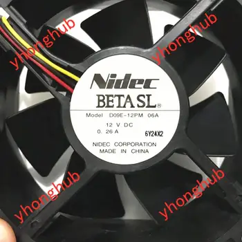 Nidec D09E-12PM 06A DC 12V 0.26 A 90x90x38mm Server Chladiaci ventilátor 2-wire