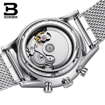Švajčiarska Značka BINGER Automatické Hodinky pre Mužov Nerezové Náramkové hodinky Luxusné Mechanické Hodiny relogio masculino 2019