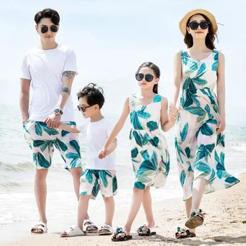 2021 Lete Matka, Dcéra Šaty Pláži Rodiny Zodpovedajúce Tričká Oblečenie Otec a Syn Oblečenie Pár Vzhľad Pyžamá