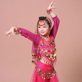 Brušný Tanec Kostýmy Deň Detí Dlhé Rukávy Tanec Profesionálny Výkon Súťaže Vyhovovali Dievča Bollywood Nosenie H4592