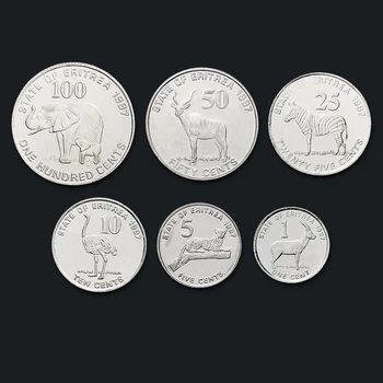 Eritrea 1991 Kompletnú Sadu 6 Kusov Mincí Nový, Originálny Mince Unc Skutočná Afrika Vydávanie Mincí