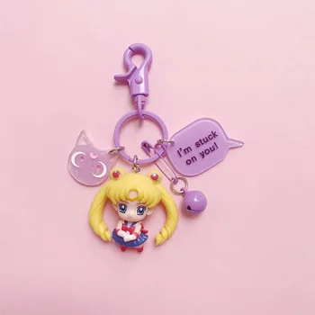 Anime Sailor Moon Lady Black roztomilý keychain Chibiusa Luna cosplay dievča krúžok na Romantické Ružové Plastové peňaženky reťazca príslušenstvo