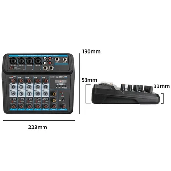 M-6 Prenosný Mini Mixér o DJ Konzola s Zvukovú Kartu, USB, 48V Phantom Power pre PC Nahrávanie Spevu Webcast Strany(US Konektor)