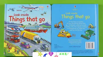 Anglický 3D Usborne Pozrieť dovnútra vecí, ktoré idú Vzdelávania Detí deti klapky zdvihnúť obrázkové knihy, čítanie brithday darček chlapec priazeň