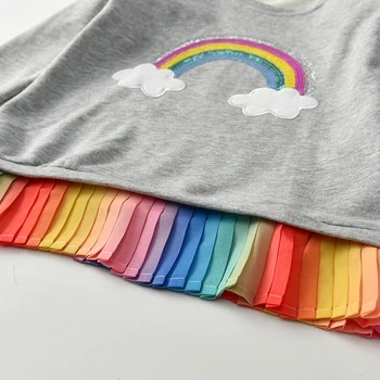 DXTON 2020 detské Oblečenie, Obleky, Topy a Nohavice Zimné Rainbow T-shirts s Bavlnené Legíny Dievčatá Oblečenie Sady 2 ks 3-8Y