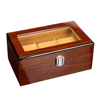 3 Sloty Watch Box pre Mužov Otec - Luxusné Drevené Hodinky Zobrazenie Prípade, Šperky, Skladovanie, Veľký Držiak s Kovovou Prackou