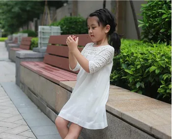 Nový produkt výbuchu dievča farbou čipky šaty bavlna dvojvrstvové U-krku žena dieťa módnych domov služby