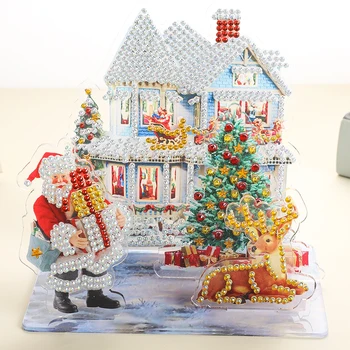 Domáce Dekorácie Výšivky Mozaiky Santa Claus Akryl DIY 5D Diamond Maľovanie Vianočných Kreslený Obrázok Deti Ručné Darček