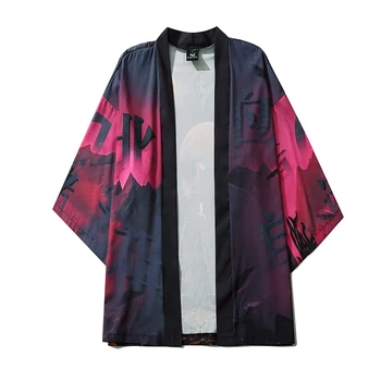 Letné Japonské Vytlačené Pár Jar Cardigan Mužov Haori Yukata Muž Samuraj Kostým Oblečenie Kimono Bunda Streetwear Tričko