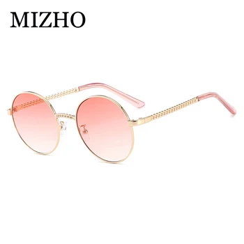 MIZHO 2020 Módne Ružové Okuliare Ženy Kolo Trendy Vysoko Kvalitné Kovové Reťaze UV400 Odtiene Klasickej Kórea Okuliare Mužov Okuliare