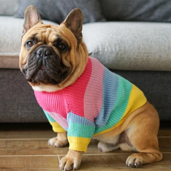 [MPK Psie Oblečenie] Dúha Sveter pre Psov, francúzsky Bulldogs Zimné Oblečenie pre Psa