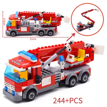 244pcs hasičský Záchranný Nákladné Auto Stavebné Bloky kompatibilné City Hasičom Tehly deti Hračky Vianoce