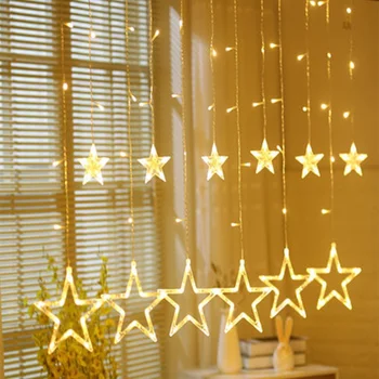 LED Reťazec Svetlá Pentagram Star Opony Svetlo Víla, Svadby, Narodeniny, vianočné svetlo Výzdobu Svetlo 220V 110V