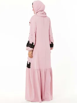 Dubaj Arabských Abaya Moslimské Oblečenie Žien, Lištovanie Výšivky Bavlna Big Swing Hidžáb Šaty Marocký Kaftan Kimono Islamské Oblečenie