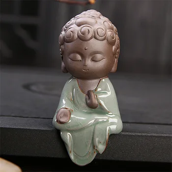 Kreatívne Little Buddha Budhistické Sochy Tathagátu Roztomilý Buddha Piesky Fialová Hliny Čaj Pet Príslušenstvo budha ozdoby boutique