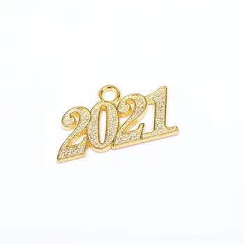 2021 Nový Rok zobrazili kľúčové tlačidlá na ukončenie Štúdia Strapec Goldtone Triedy 2021 Štúdia alebo Prívesky Charms Kovové Súbor 50 Kúzlo Väčšinu O2WS
