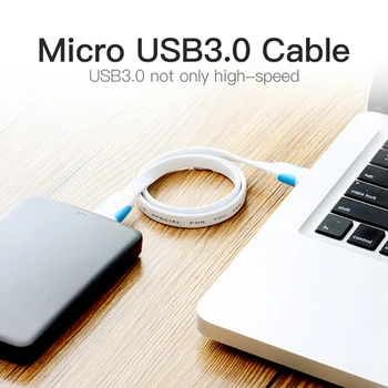 Vencie Micro USB 3.0 Kábel 2 M 0,5 M Rýchlu Nabíjačku USB Sync Dátový Kábel USB 3.0 Mobilného Telefónu Kábel pre Samsung S5 Pevného Disku