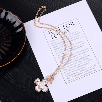 Nové Čierne Kvety Slávny Luxusný Top Značky Módny Návrhár Kúzlo Šperky Perlový Náhrdelník Pre Ženy