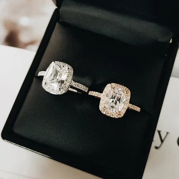 Originálne pevné skutočné reálne 925 Sterling Silver Ring Prst módne sľub solitaire Krúžok pre Ženy Šperky, Zásnubné R4582S