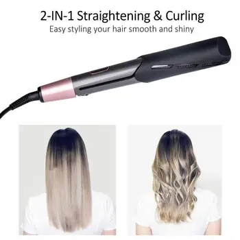 Povolanie 2 V 1 Hair Straightener&Kučeravé Pohode Kulma Wet & Dry Ploché Žehlička Na Vlasy Styler Nástroje Kúrenie Elektrické Prečesať Kefou