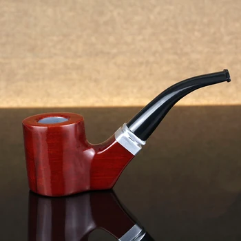 Nové Červené Sandále Dreva Rúry 9mm Filter Fajčenie Potrubie Ploché Dno Drevené Rúry Kovový Krúžok Vložiť fajkárstva bezplatné nástroje nastaviť