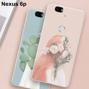 360 Úplné Pokrytie Prípade Huawei Google Nexus 6P Luxusné dievča kvet maľované mäkké TPU Shell pre Huawei Nexus 6P 6 P prípadoch 5.7 