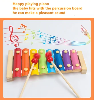 Deti Montessori Drevené Hračky Rainbow Bloky Dieťa Vzdelávacie Hračka Baby Music Hrkálky Grafické Farebné Drevené Kocky, Vzdelávacie Hračka