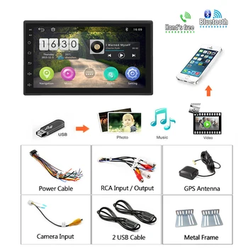 AMPrime 2+16 G dIN Andriod Autoradio s GPS Navigácie Auta Multimediálny Prehrávač, WiFi, USB, FM 7