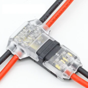 10Pcs/veľa Zásuvné Wire Zapojenie Konektora T TVAR Univerzálny 2 Kolík 2 Spôsob AWG 18-24 Vodič Svorkovnica Auto Konektory