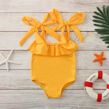 6Months-5Years 2021 plavky deti deti Multicolor Deti Baby Girl Bikini Ramenný Kravatu jednodielne Plavky, Plavky, plážové oblečenie M4