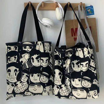 Anime, Komiksu Tote Nákupné Tašky pre Ženy 2020 Veľké Plátno Ramenní Taška Dámy Študentov Bavlnenej látky Eco Shopper s Zips