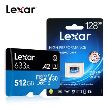 Lexar micro sd Karty 633x 1000x 32GB 64GB 128 gb kapacitou 256 GB 512 gb diskom Pamäťovú kartu Class 10 carte TF karta pre 1080p full-HD 3D a 4K video