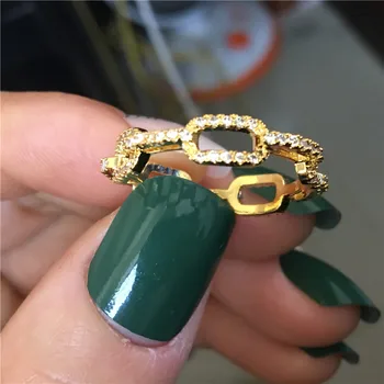 2019 Fashion reťazca krúžok, Strieborná farba pripraviť AAAAA Cz svadobné kapela prstene pre ženy, Svadobné Party Šperky