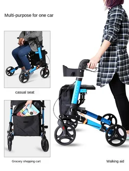 Stabilná, odolná chodítka pre starších flexibilný prenosný walking stick výška upraviť multi-funkčný hliníkový vozík so sídlom