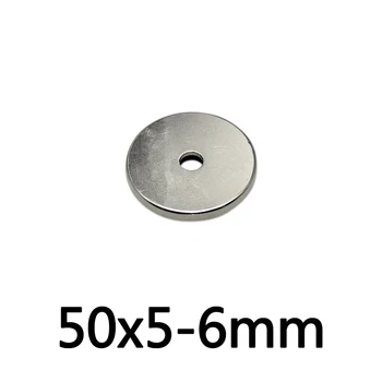 1/2/5 KS 50x5-6 mm Trvalé NdFeB Magnety 50*5 Otvorom 6 mm Kolo Zápustnými Neodýmu Magnet 50x5-6 Big Disk Magnet 50*5-6