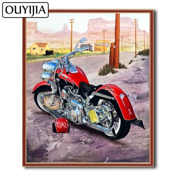 OUYIJIA 5D DIY Diamond Lokomotíva Cestné Moto Cartoon Motocykel, Dekorácie, Maliarstvo, Diamond Výšivky Drahokamu Mozaiky Kríž